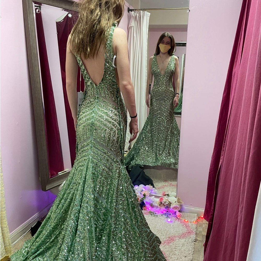 Jovani green sparkle prom dress!!